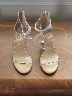 Delta Clear-Strap Nude Heeled Sandals